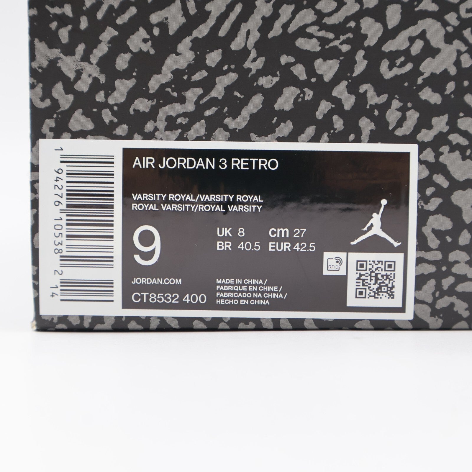 CT8532-400 Nike Air Jordan 3 Retro Varsity Royal Cement Signal Blue Grey (Men's)