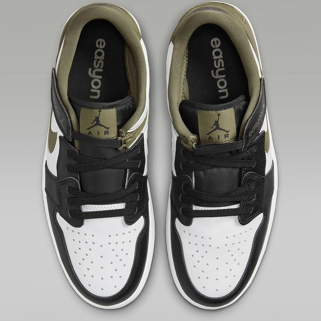 DM1206-102 Nike Air Jordan 1 Low FlyEase White Black Medium Olive (Men's)