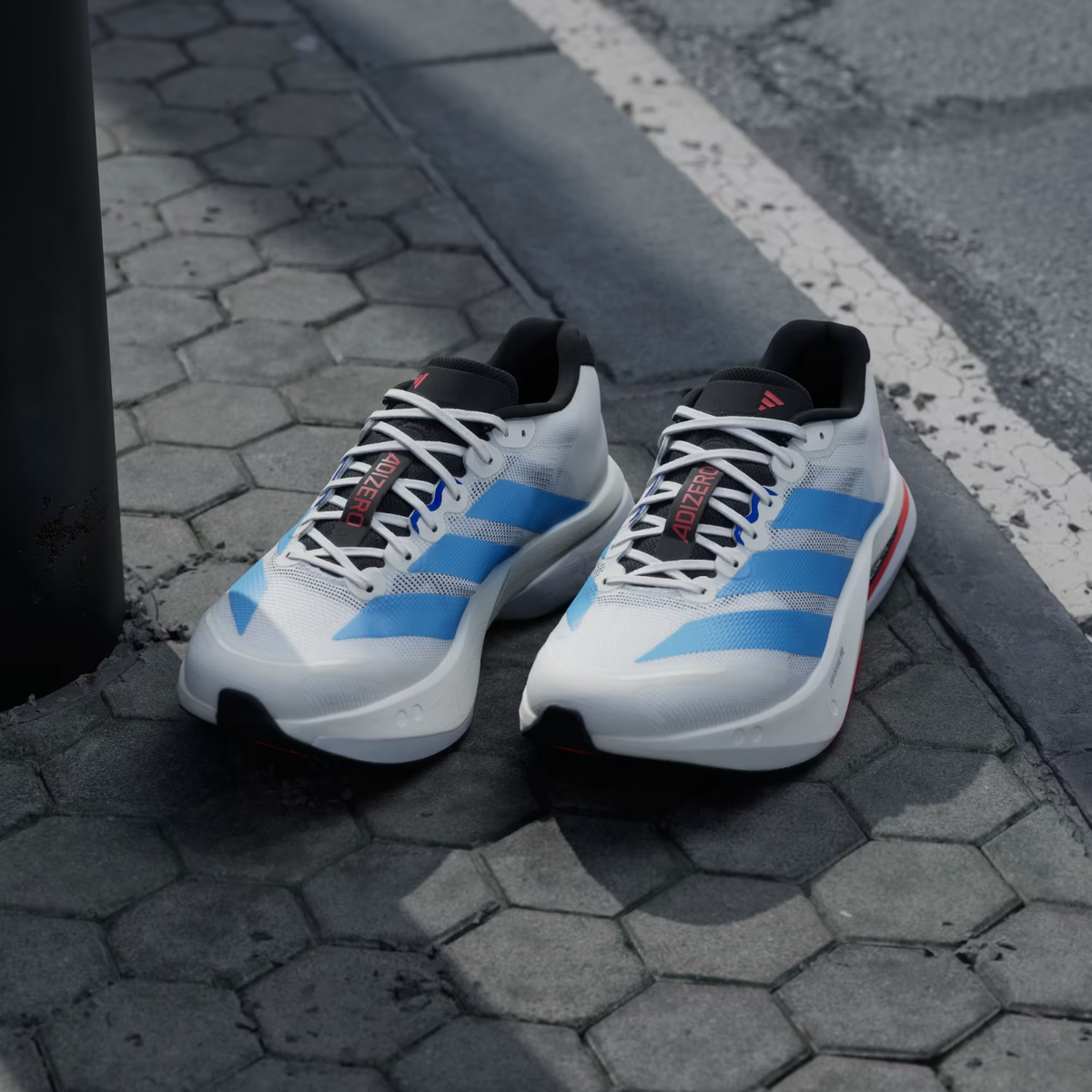 KK4992 adidas Adizero Boston 13 "Off White/Light Blue/Gold Metallic" (Men's)