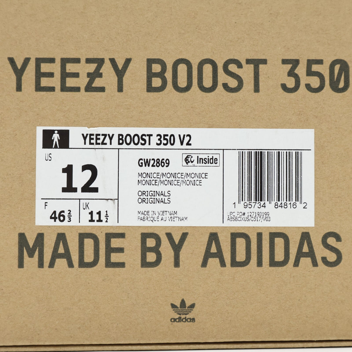 GW2869 Adidas Yeezy Boost 350 V2 Mono Ice Light Crystal Blue White Beige Aqua
