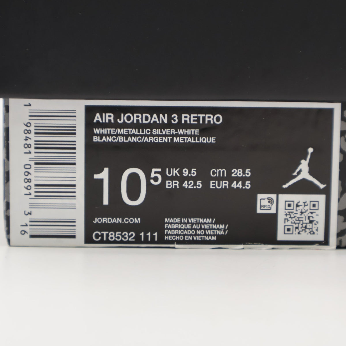 CT8532-111 Nike Air Jordan 3 Retro Pure Money White and Silver (2025) (Men's)