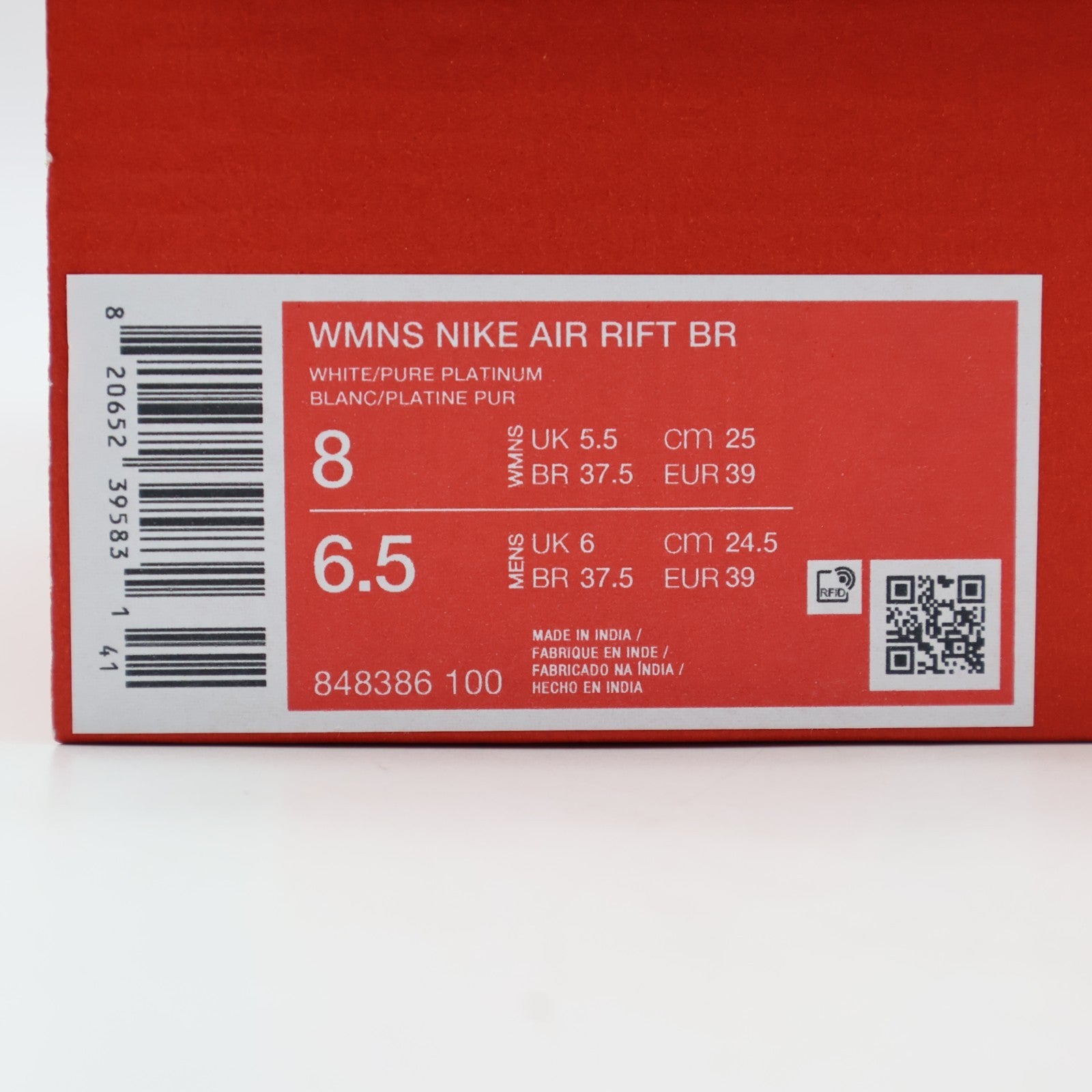 848386-100 Nike Air Rift Breathe "Pure Platinum" (Women's)