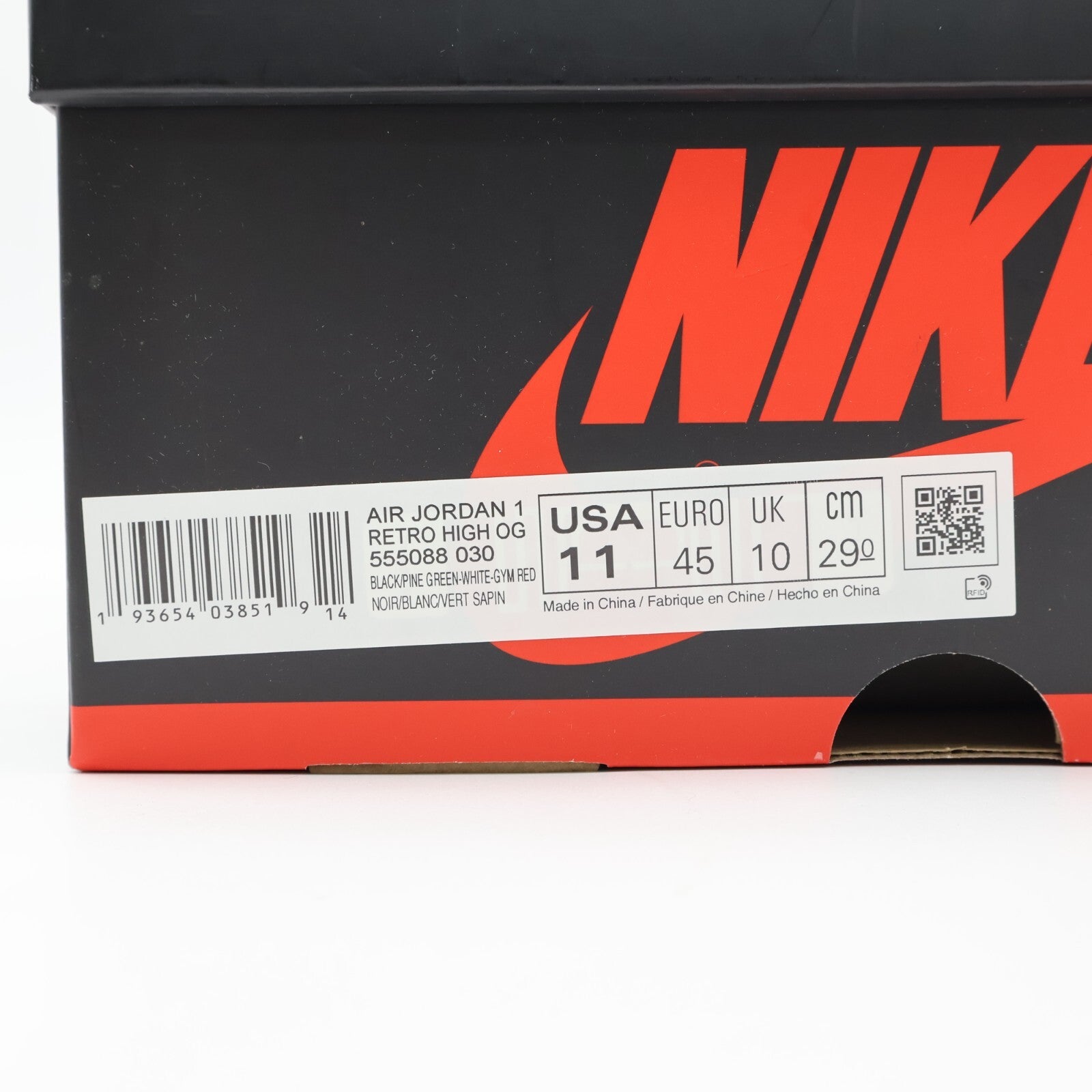 555088-030 Nike Air Jordan 1 Retro High OG Pine Green White Black Gym Red(Men's)
