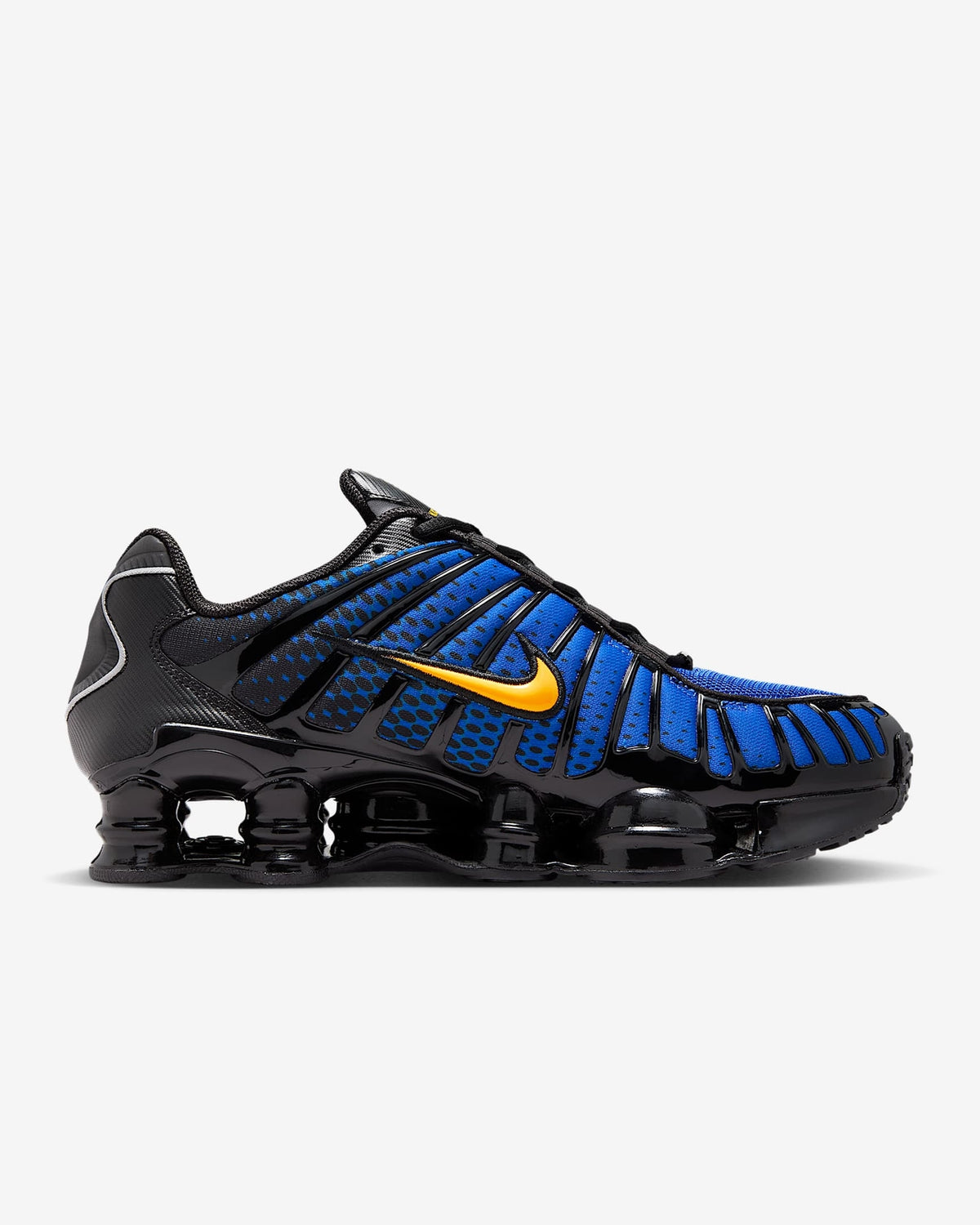 IB7670-001 Nike Shox TL Black Varsity Maize Metallic Silver Lyon Blue (Men's)
