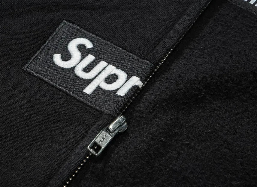 Supreme x MM6 Maison Margiela Box Logo Zip Up Hooded Sweatshirt "Black"