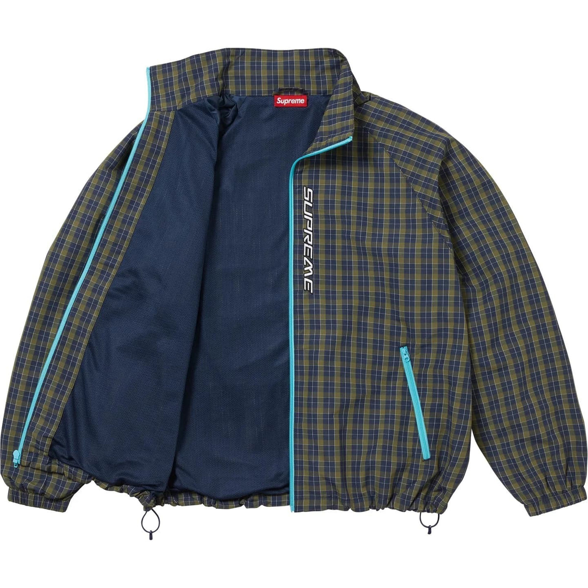 Supreme Plaid Track Jacket Navy