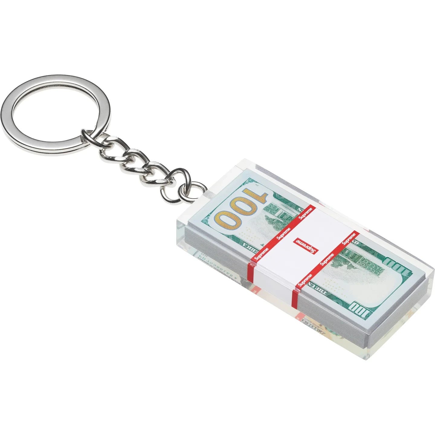 Supreme Cash Paperweight Keychain Clear
