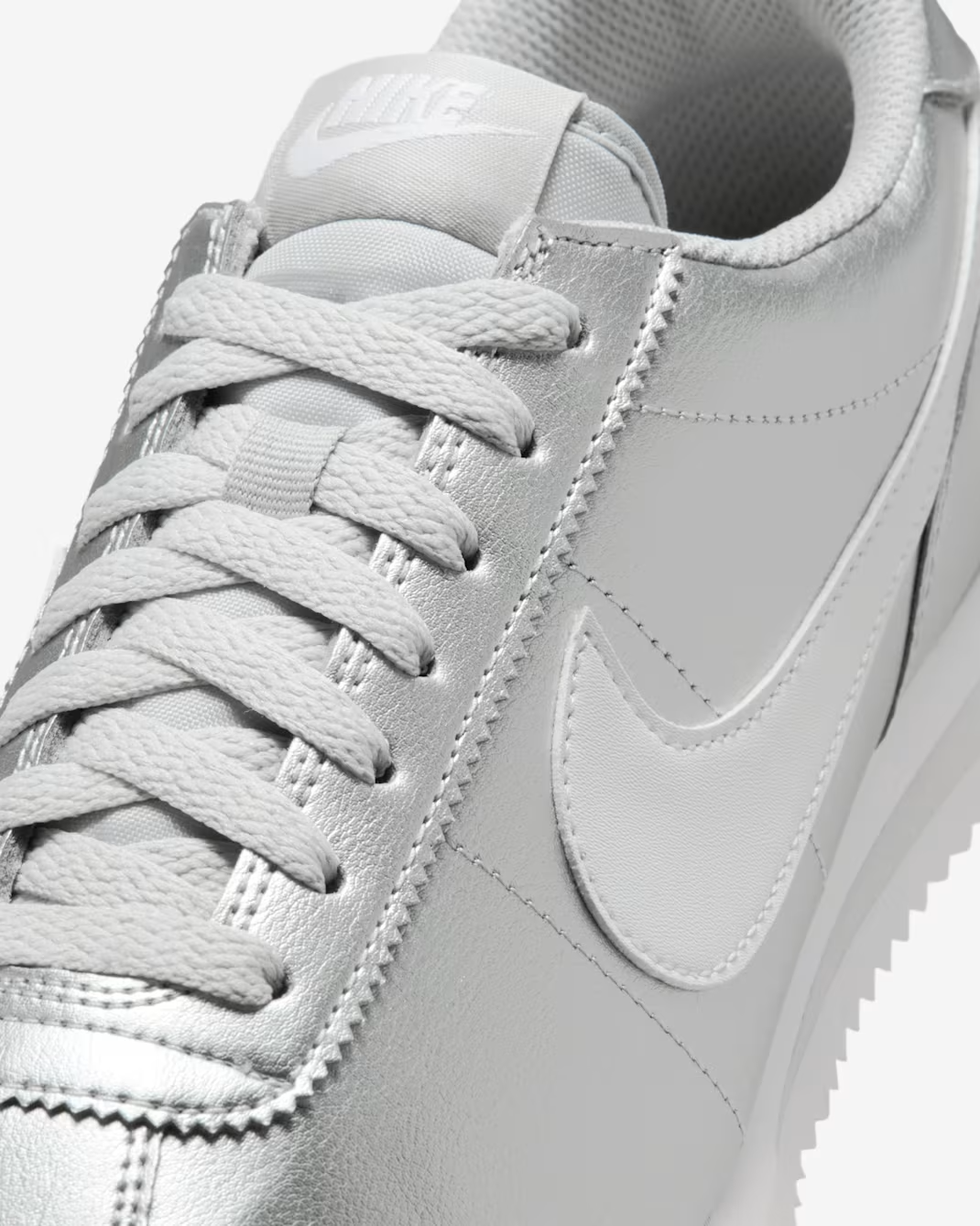 IR0042-001 Nike Cortez Metallic SilverGrey Fog White (Women's)