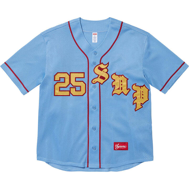 Supreme Old English Baseball Jersey Light Blue