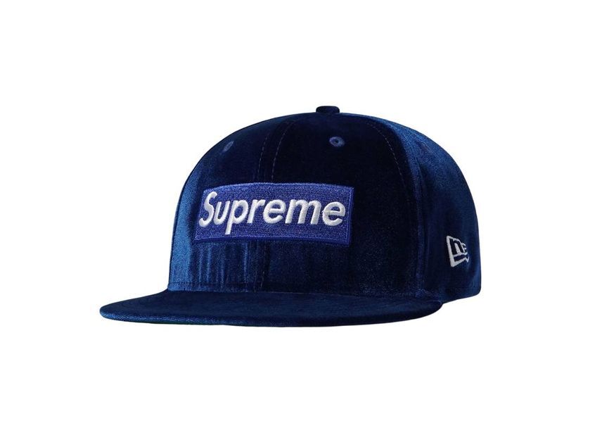 Supreme Velour Box Logo New Era Navy
