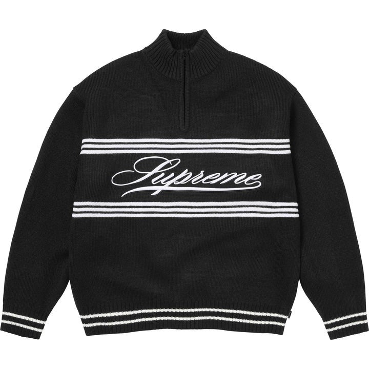 Supreme Script Stripe Half Zip Sweater Black