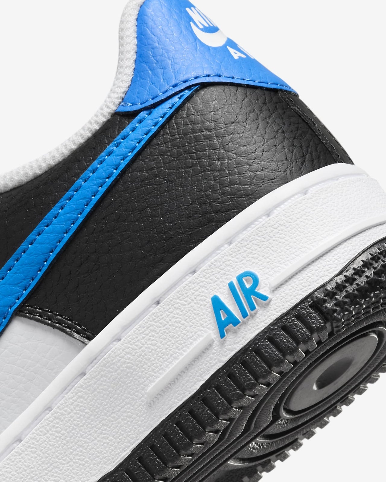 FN8008-001 Nike GS Air Force 1 Black White Light Photo Blue