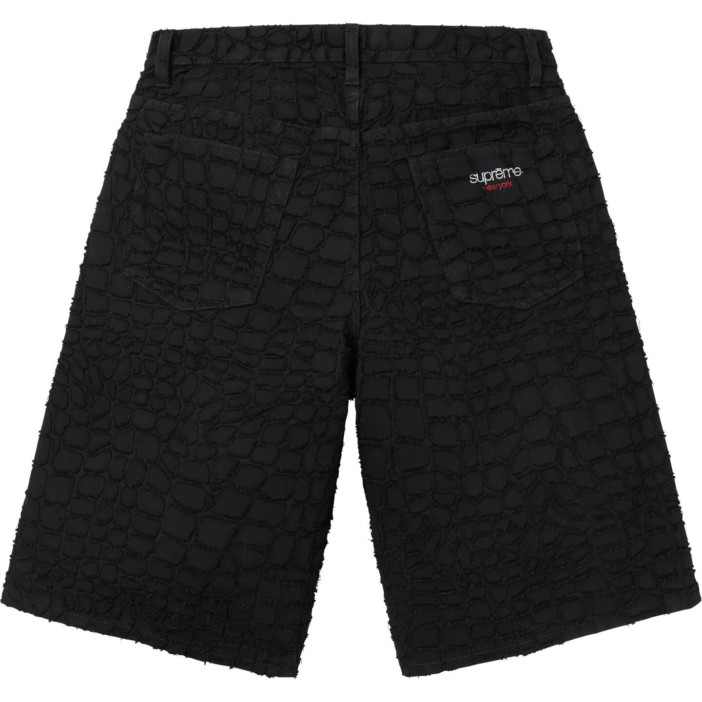 Supreme Frayed Croc Baggy Denim Short Black