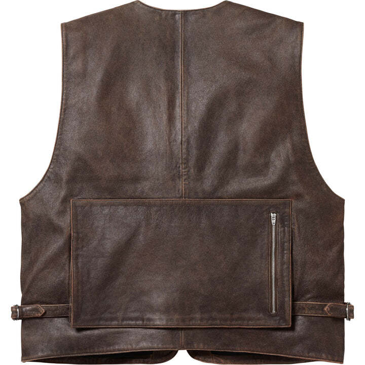 Supreme Leather Cargo Vest Brown