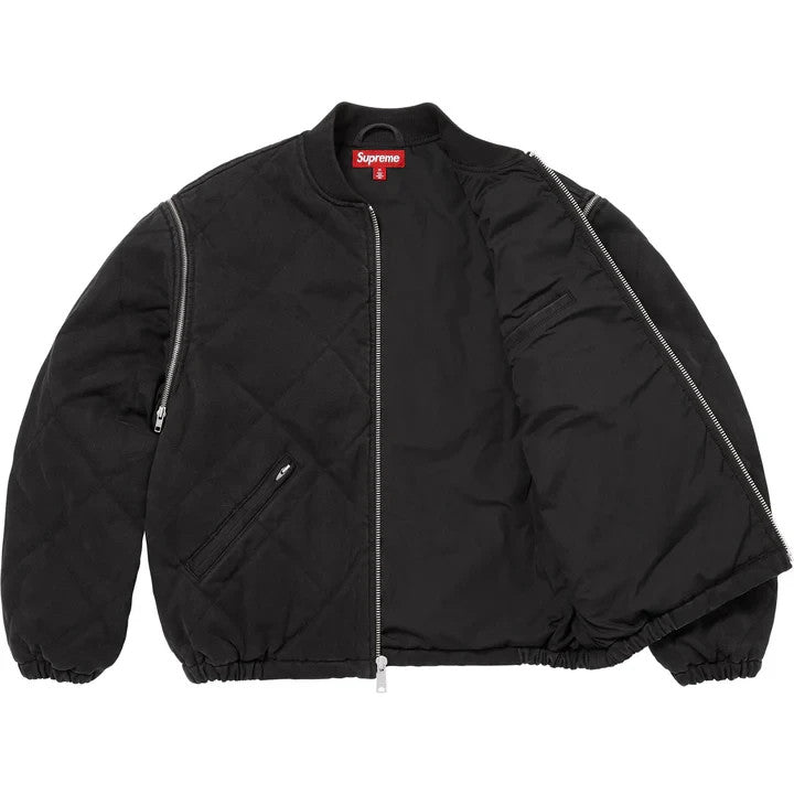 Supreme Zip-Off Sleeve Quilted Bomber Jacket Black