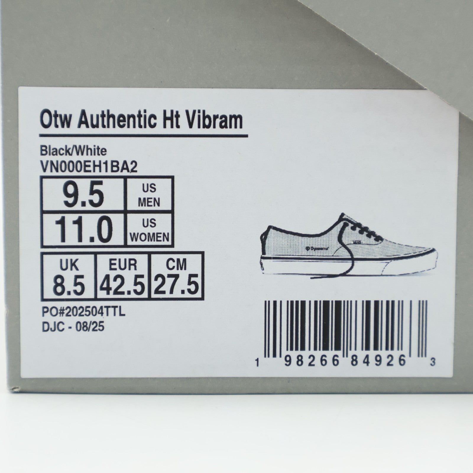 VN000EH1BA2 OTW by Vans Authentic 44 HT Vibram Black White (Men's)