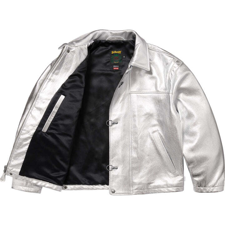 Supreme Schott Leather Clip Jacket Silver