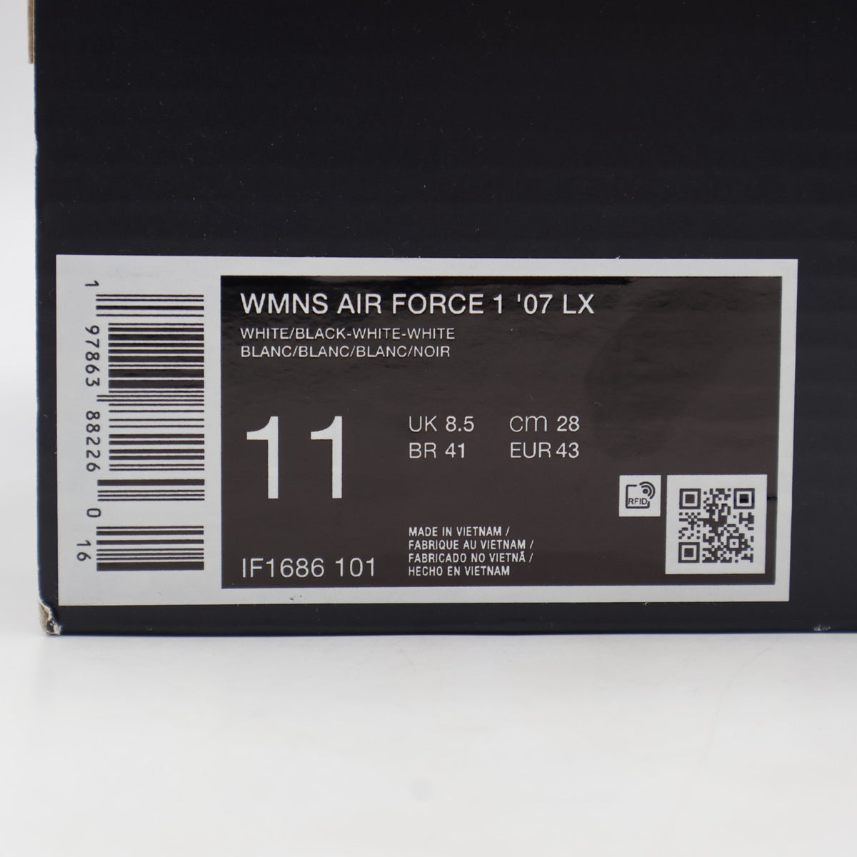 IF1686-101 Nike Air Force 1 Low '07 LX Metal Swoosh White Black (Women's)