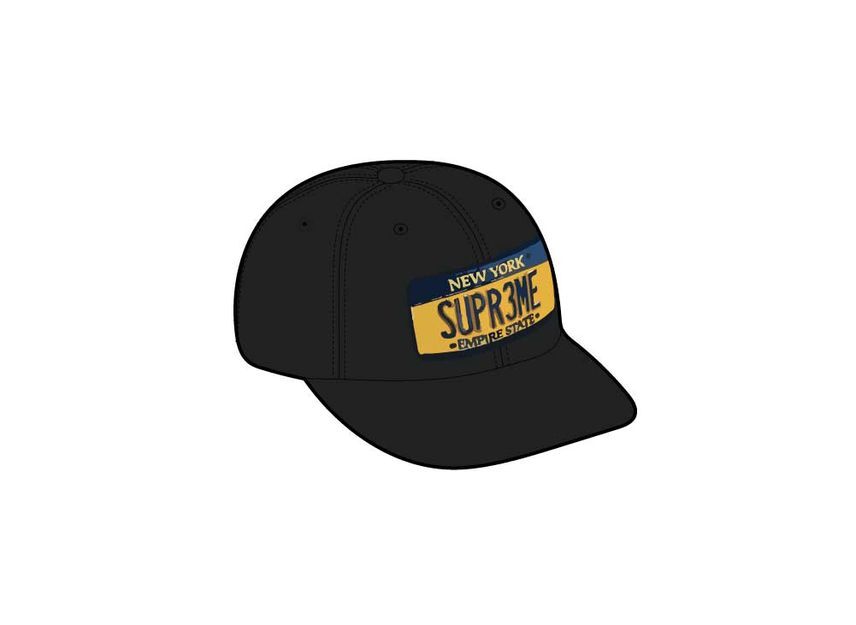Supreme License Plate 6-Panel Black