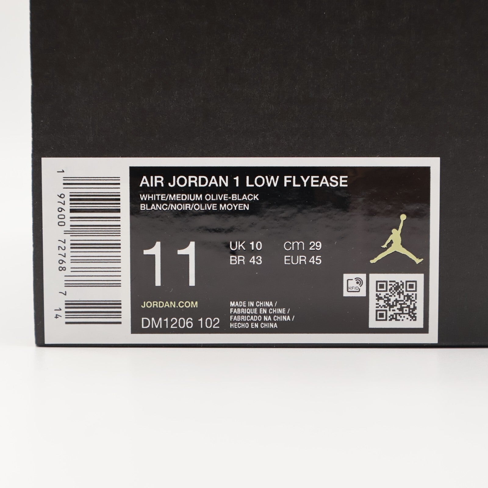 DM1206-102 Nike Air Jordan 1 Low FlyEase White Black Medium Olive (Men's)