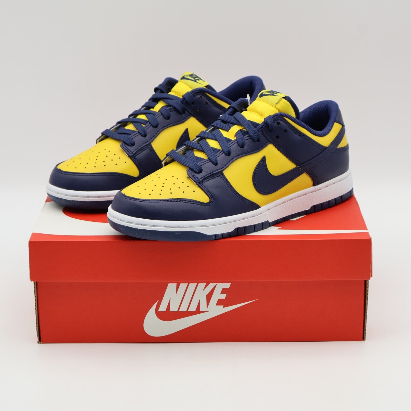 DD1391-700 Nike Dunk Low Michigan Varsity Maze Midnight Navy White (Men's)
