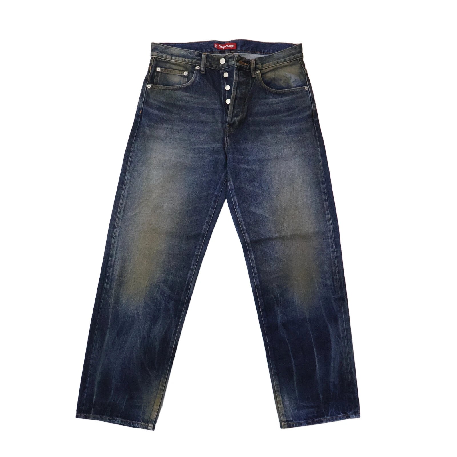 Supreme Distressed Loose Fit Selvedge Jean Washed Indigo