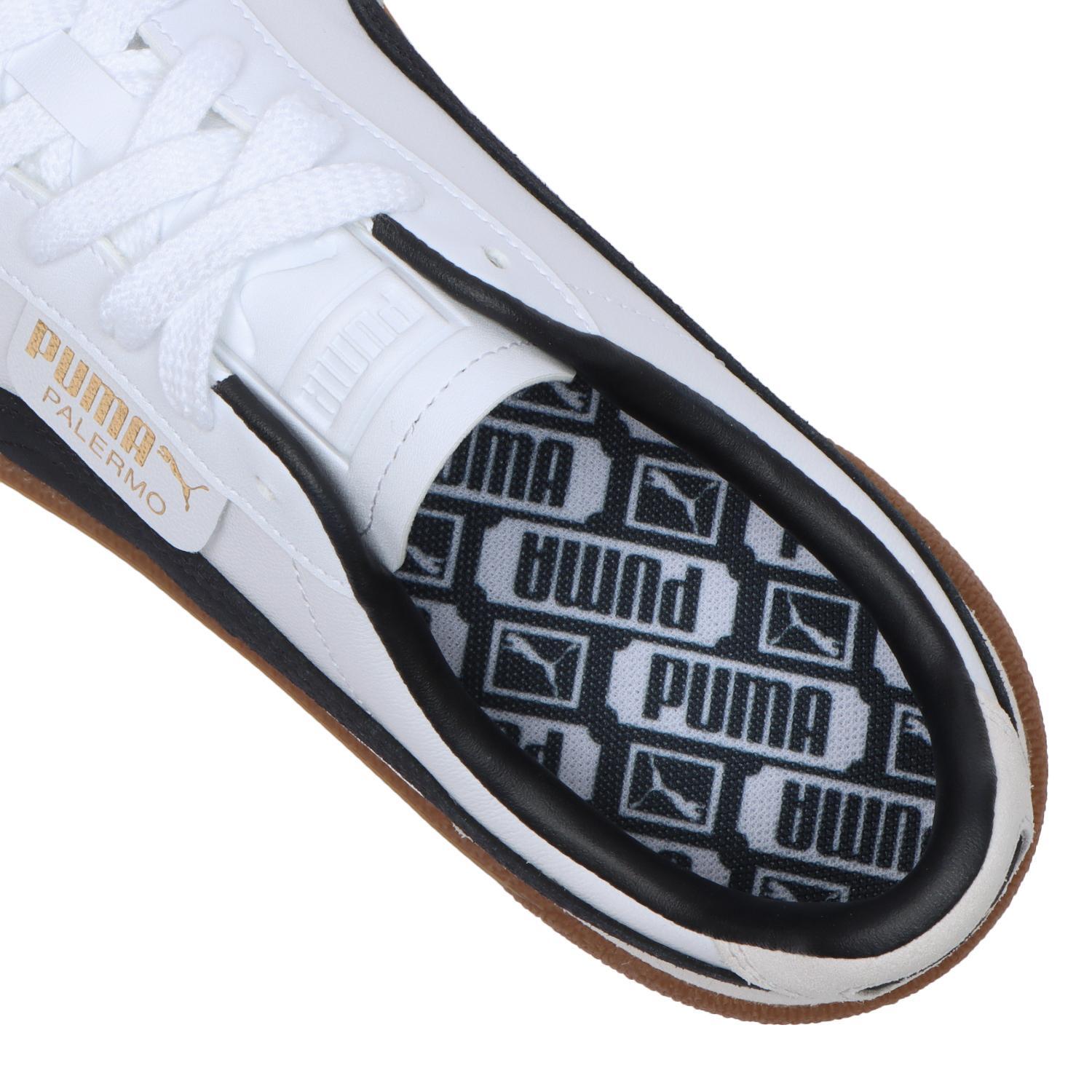 396464-01 Puma Palermo Leather Puma White Vapor Gray Gum (Men's)