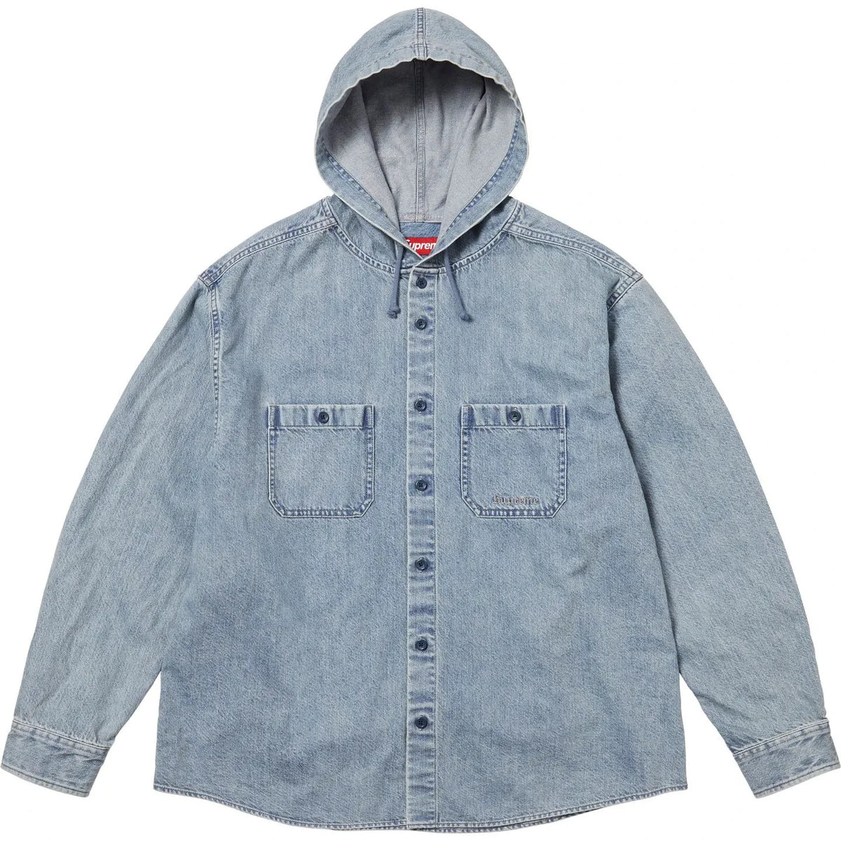 Supreme Hooded Denim Shirt Washed Indigo