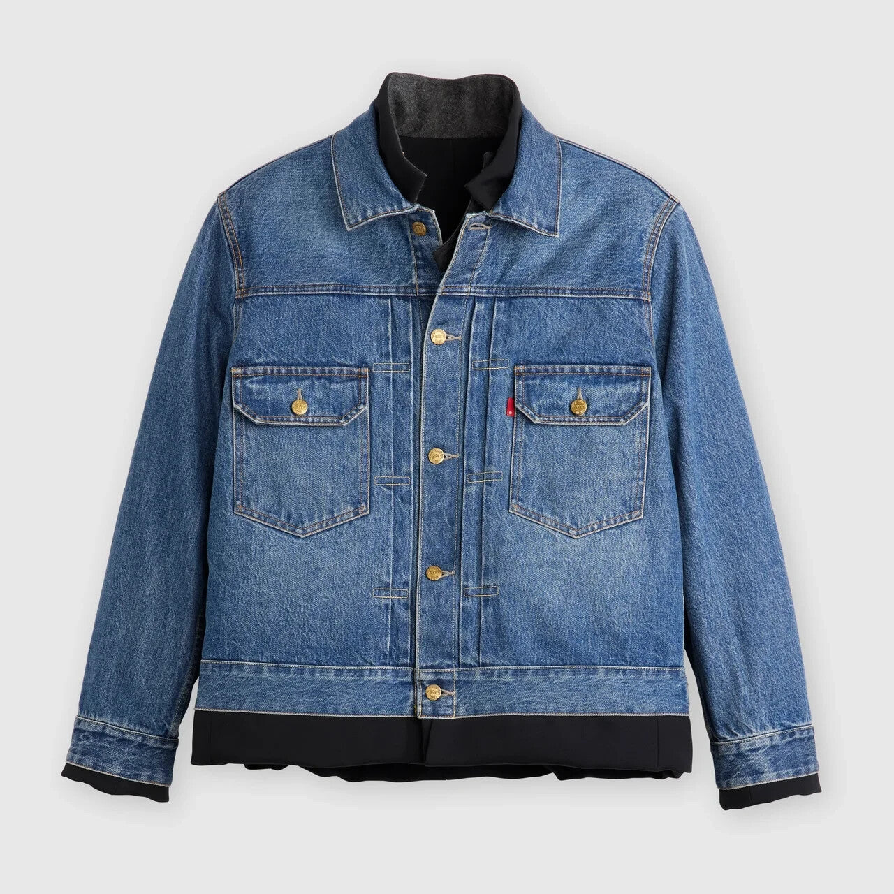 sacai LEVI'S Men's Denim Matelasse Twill Reversible Blouson Blue Black