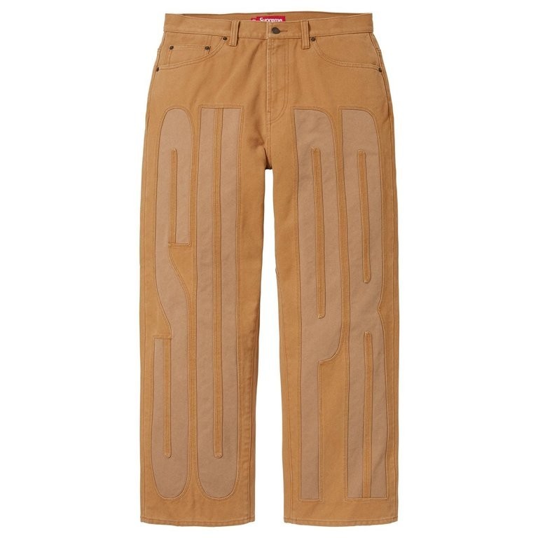 Supreme Inset Spellout Baggy Jean Brown