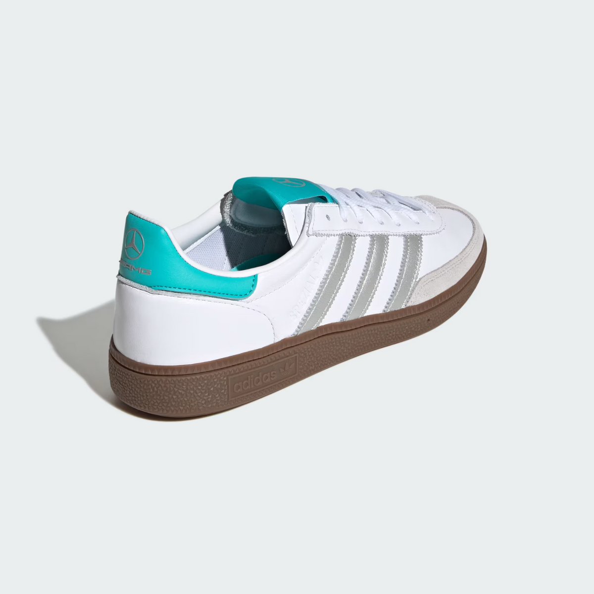 KJ1178 Mercedes AMG adidas Handball Spezial Cloud White Silver Metallic (Men's)