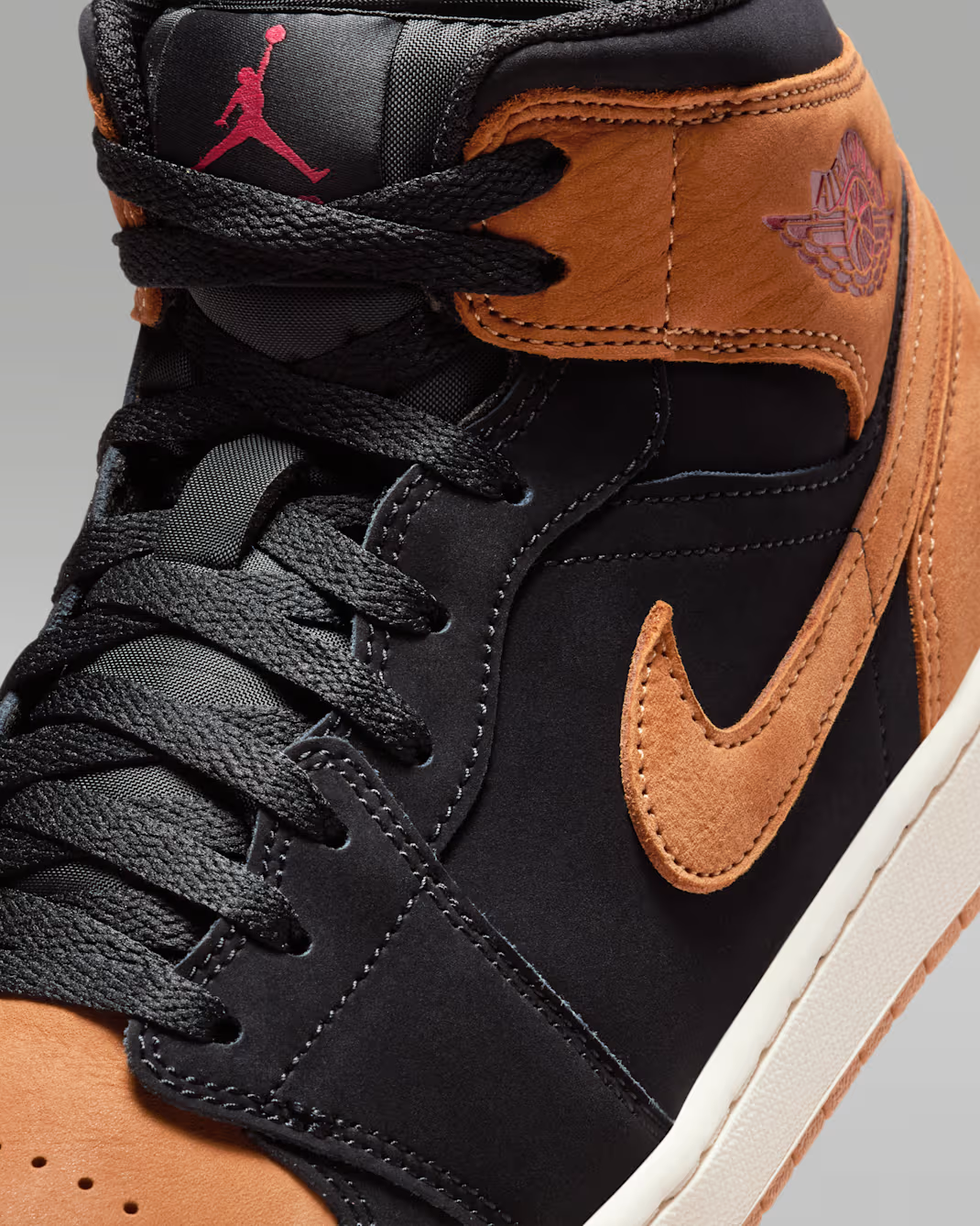 HV4091-002 Nike Air Jordan 1 Mid SE Black Varsity Red Sail Flax (Men's)