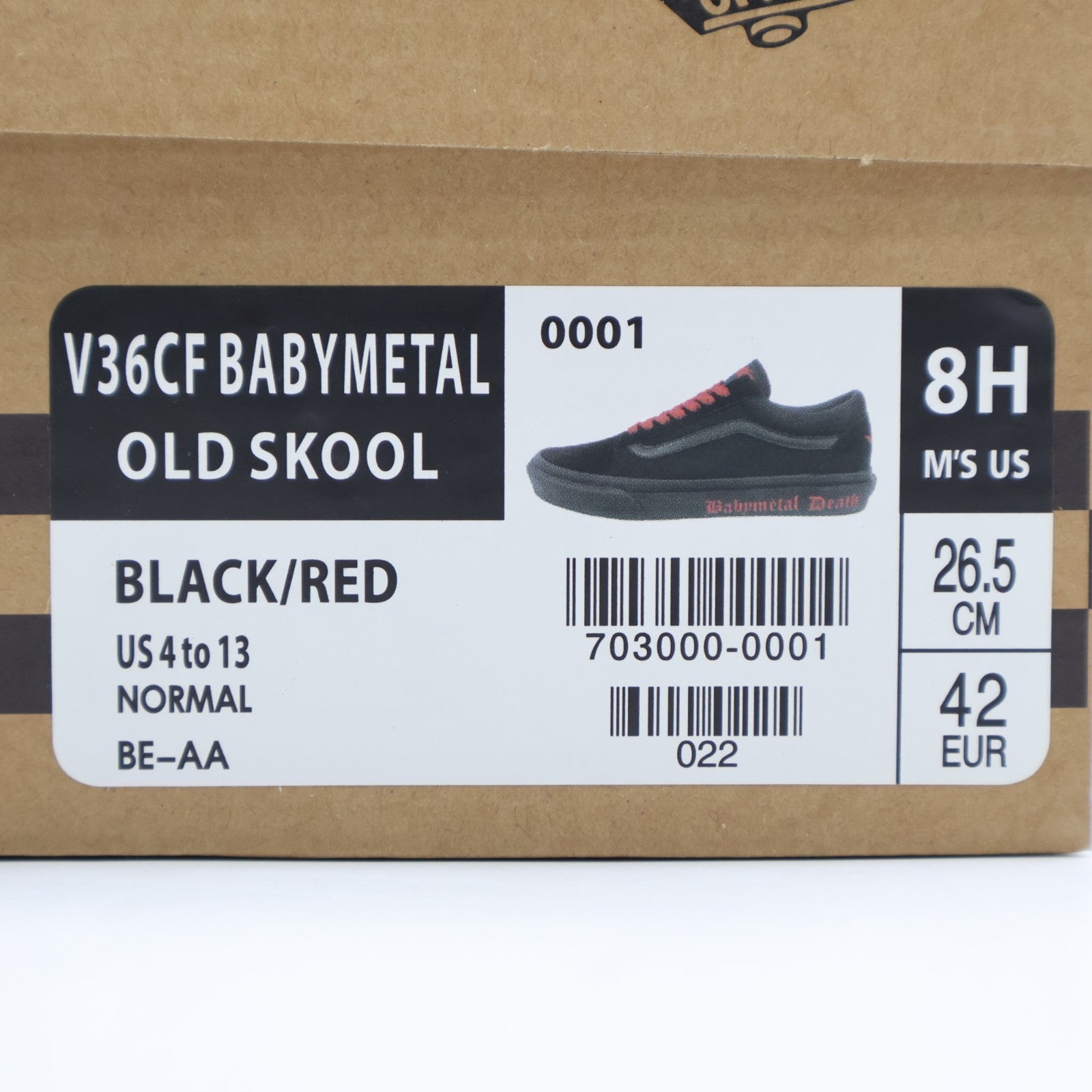 703000-0001 BABYMETAL Vans Old Skool Black Red (V36CF BABYMETAL) (Men's)