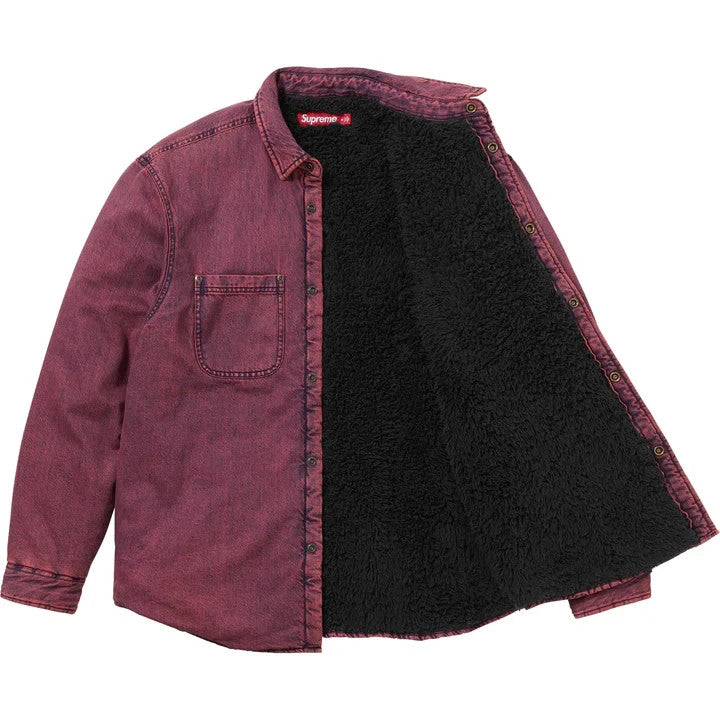 Supreme Shearling Lined Denim Work Shirt Overdyed Pink