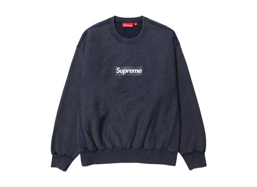 Supreme Washed Box Logo Crewneck Navy