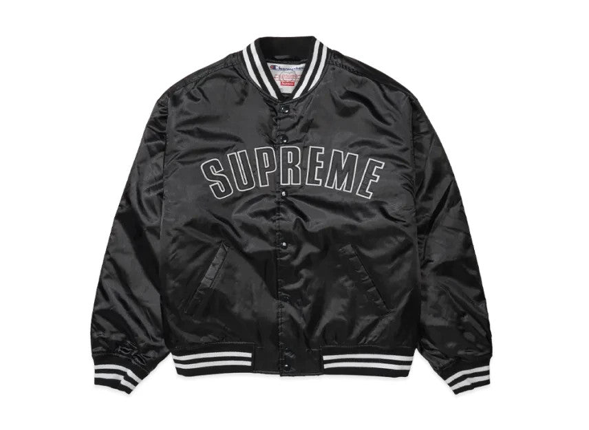 Supreme x Champion Satin Varsity Jacket "Black"
