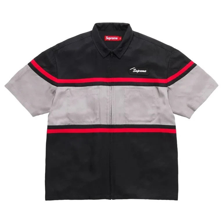 Supreme Silk Zip Up S/S Shirt Black