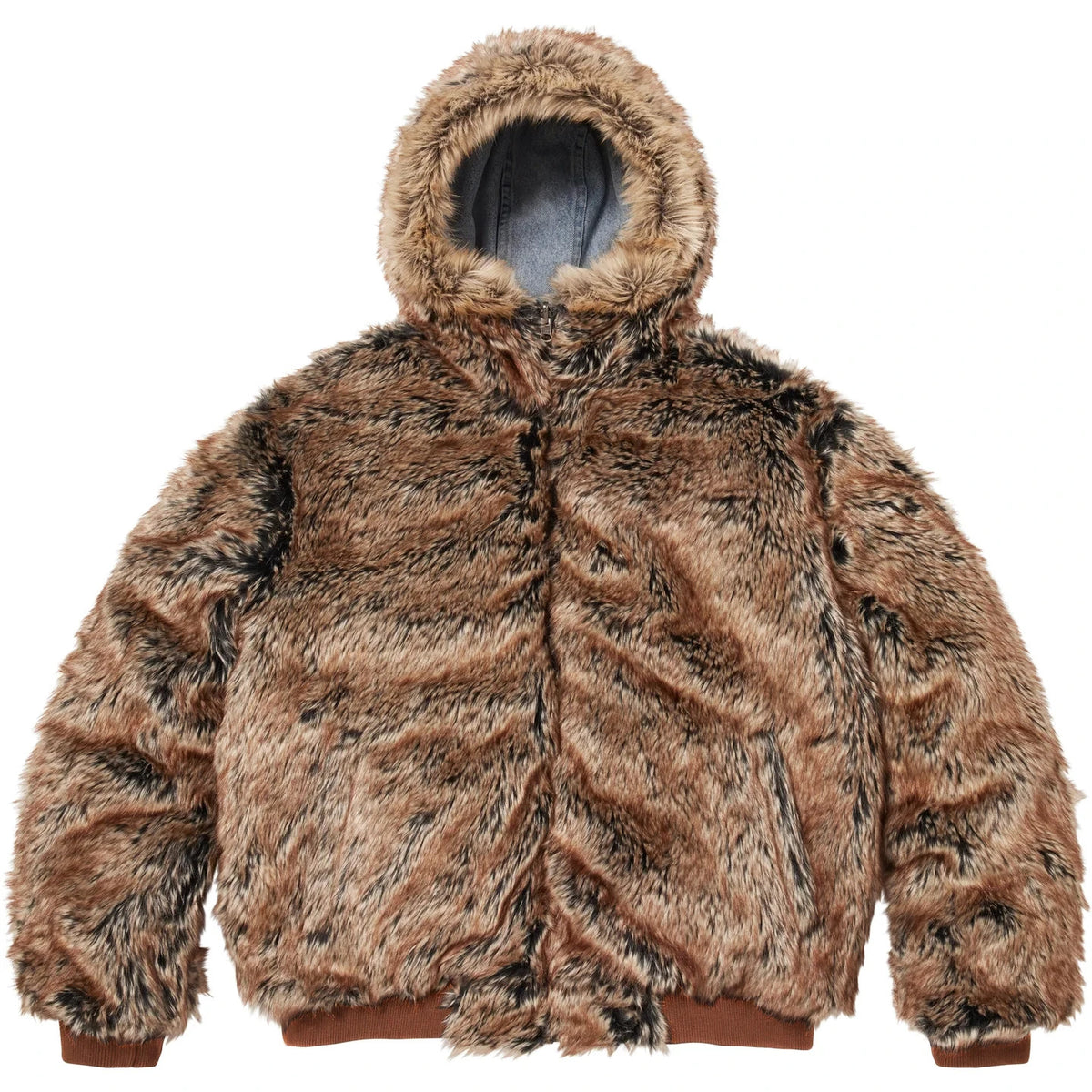 Supreme Reversible Faux Fur Hooded Work Jacket Denim