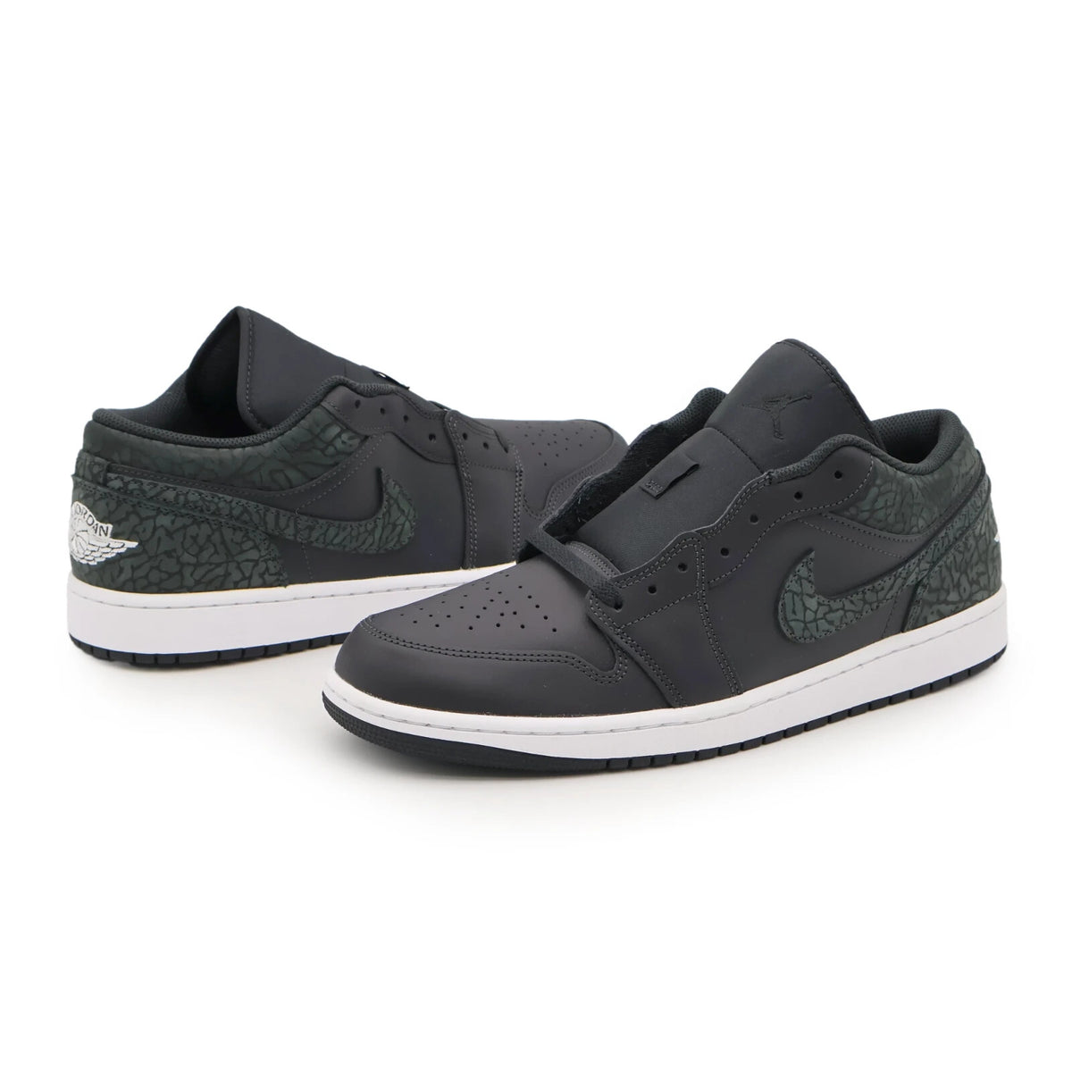 FB9907-001 Nike Air Jordan 1 Low Black Elephant Off Noir Dark Green (Men's)