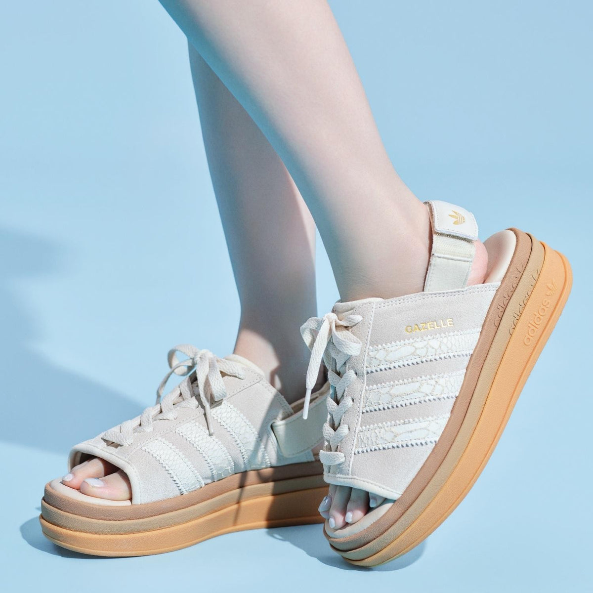 IH6632 adidas Gazelle Bold Sandals Alumina Gold Metallic (Women's)