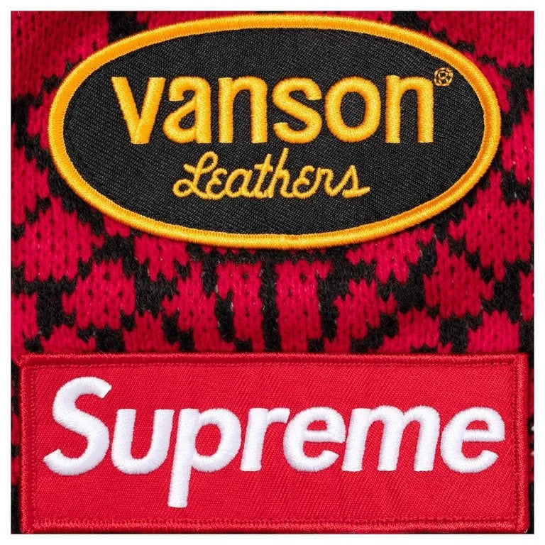 Supreme x Vanson Leathers Spider-Man Sweater Red
