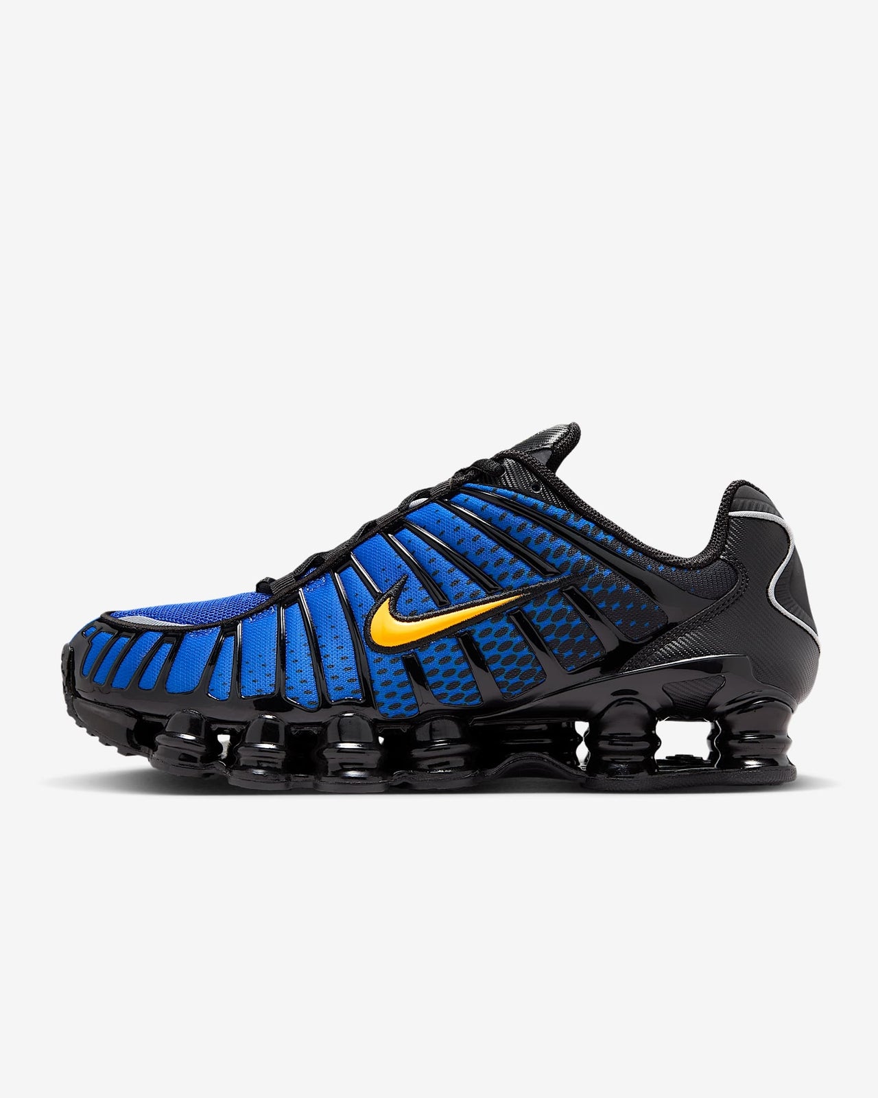 IB7670-001 Nike Shox TL Black Varsity Maize Metallic Silver Lyon Blue (Men's)