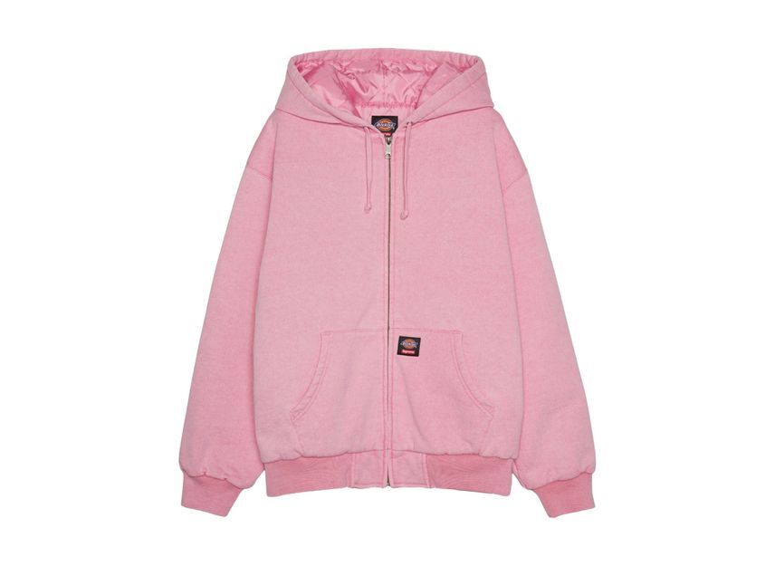 Supreme x Dickies Quilted Lined Zip Up Hooded Sweatshirt Pink