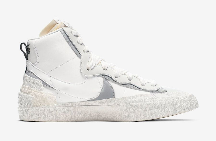 BV0072-100 sacai Ã NIKE BLAZER MID "WHITE/WOLF GREY" (Men's)