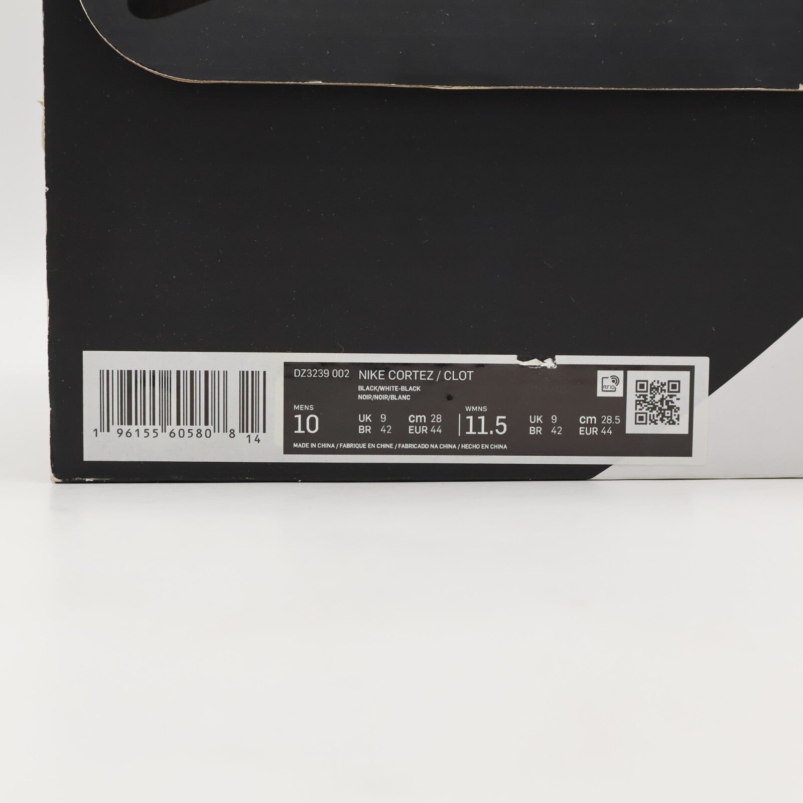 DZ3239-002 CLOT Nike Cortez Black White (Men's)