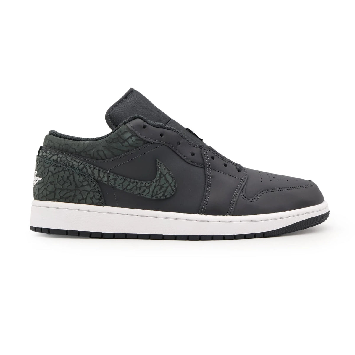 FB9907-001 Nike Air Jordan 1 Low Black Elephant Off Noir Dark Green (Men's)