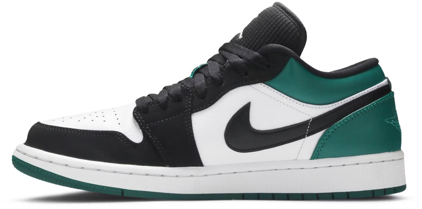 553558-113 Nike Air Jordan 1 Low "White Black Mystic Green" (Men's)