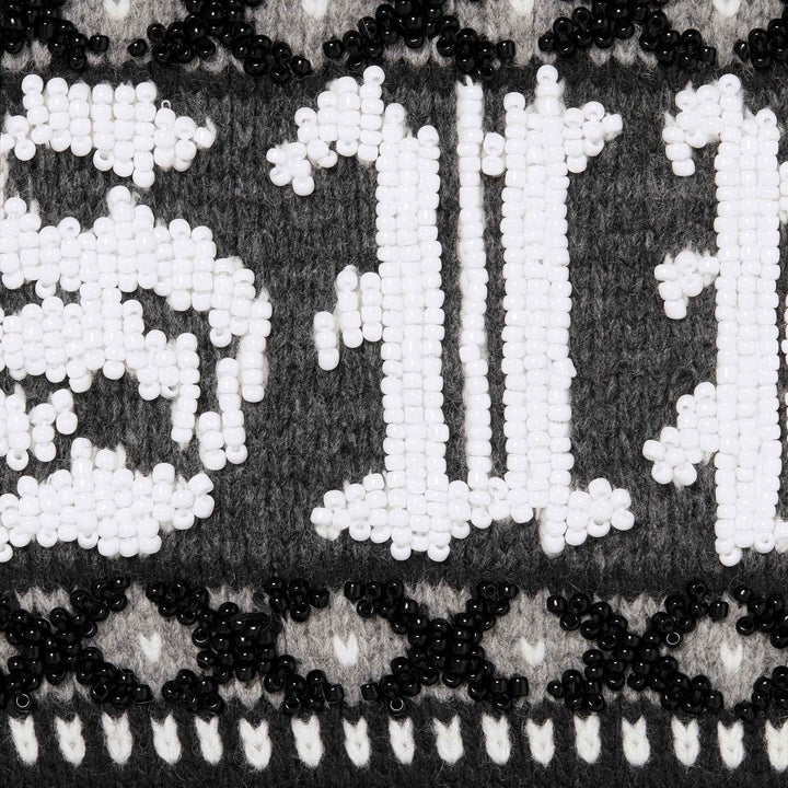 Supreme Beaded Zip Up Hooded Sweater Black