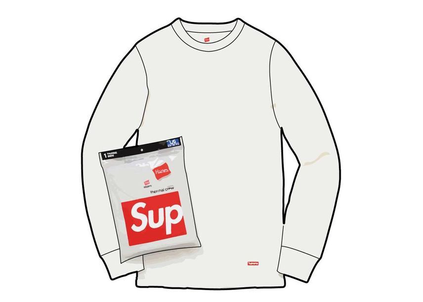 Supreme Hanes Thermal Crew (1 Pack) Natural