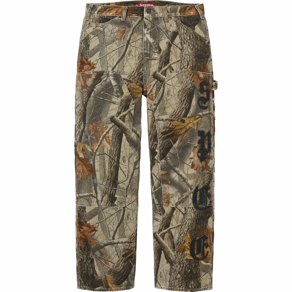 Supreme Leather Applique Double Knee Painter Pant Realtree Hardwoods Camo